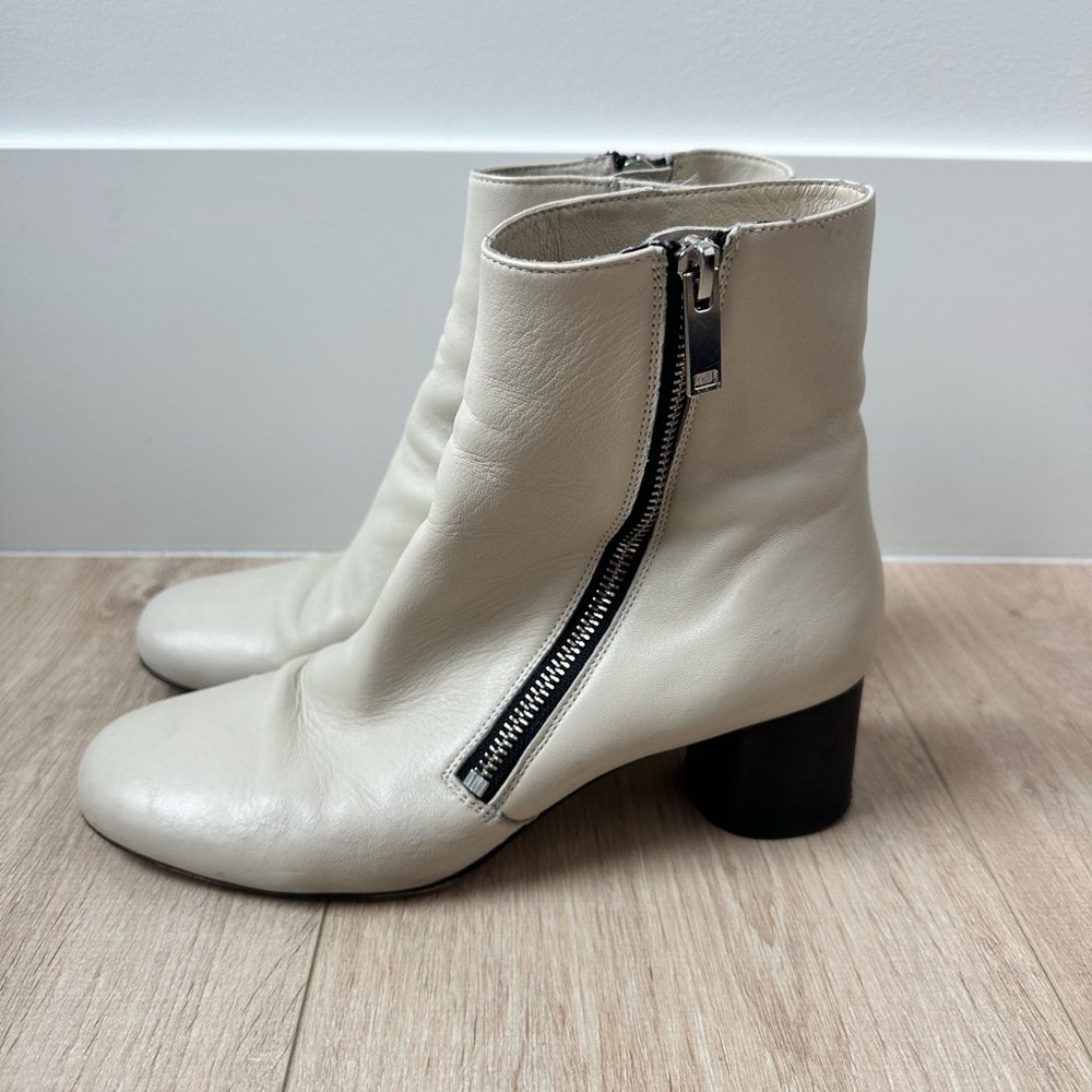 Sandro White Leather Ankle Boots FR 39 US 8